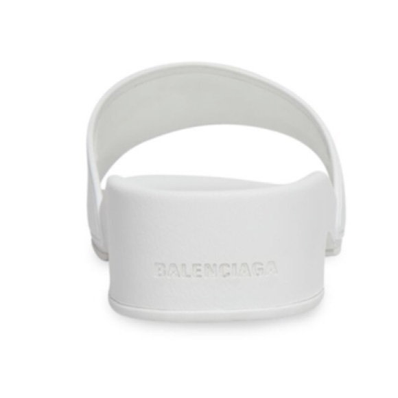 Balenciaga WOMEN'S POOL CLOG BB SLIDE SANDAL MONOCOLOR IN WHITE - Picture 9 of 15